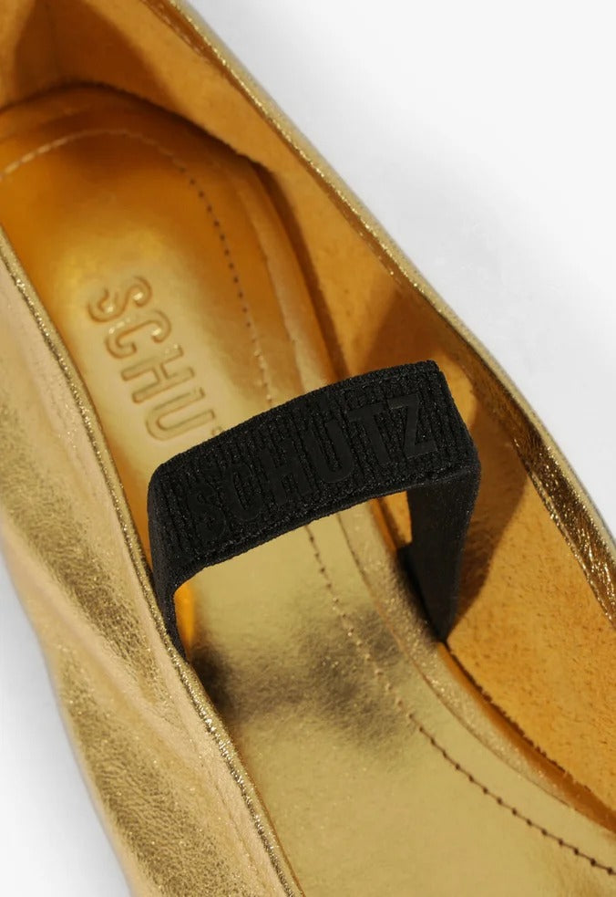 Sapatilha Schutz Classic Couro Dourada