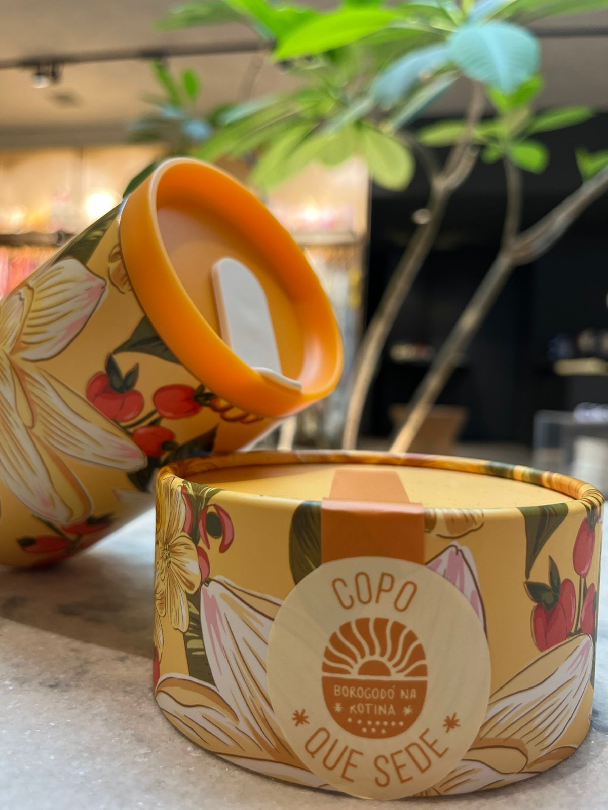 Copo Farm Que Sede 450ml Floral Ararajuba