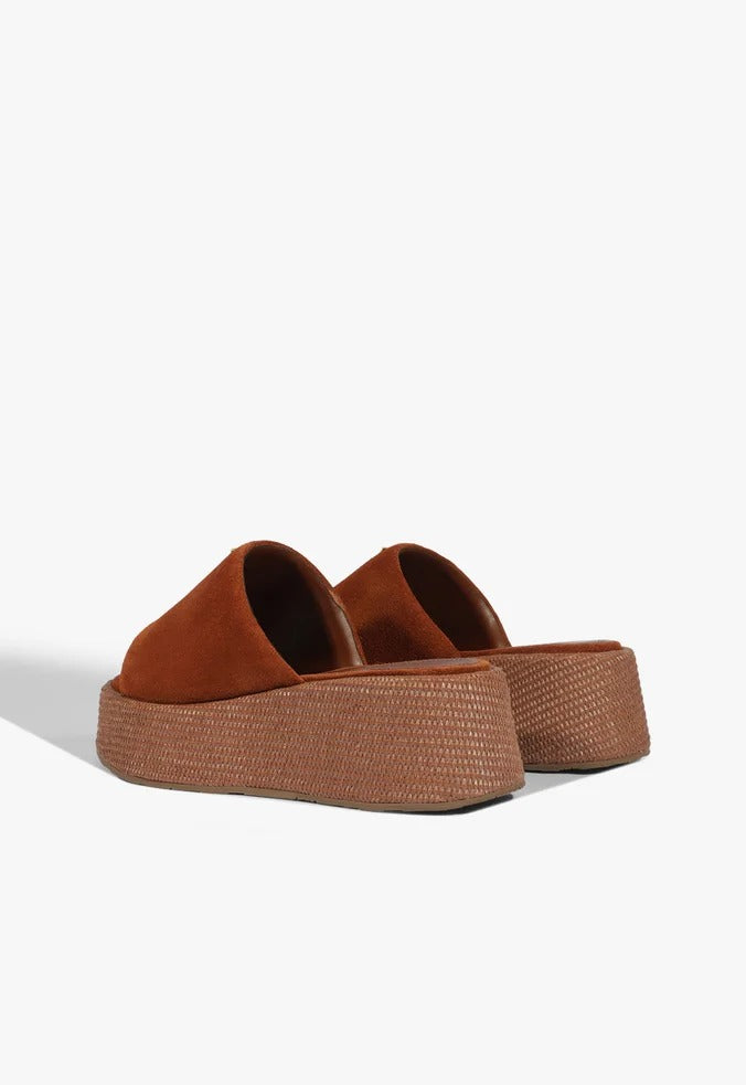 Sandália Schutz Papete Plataforma Ráfia Marrom