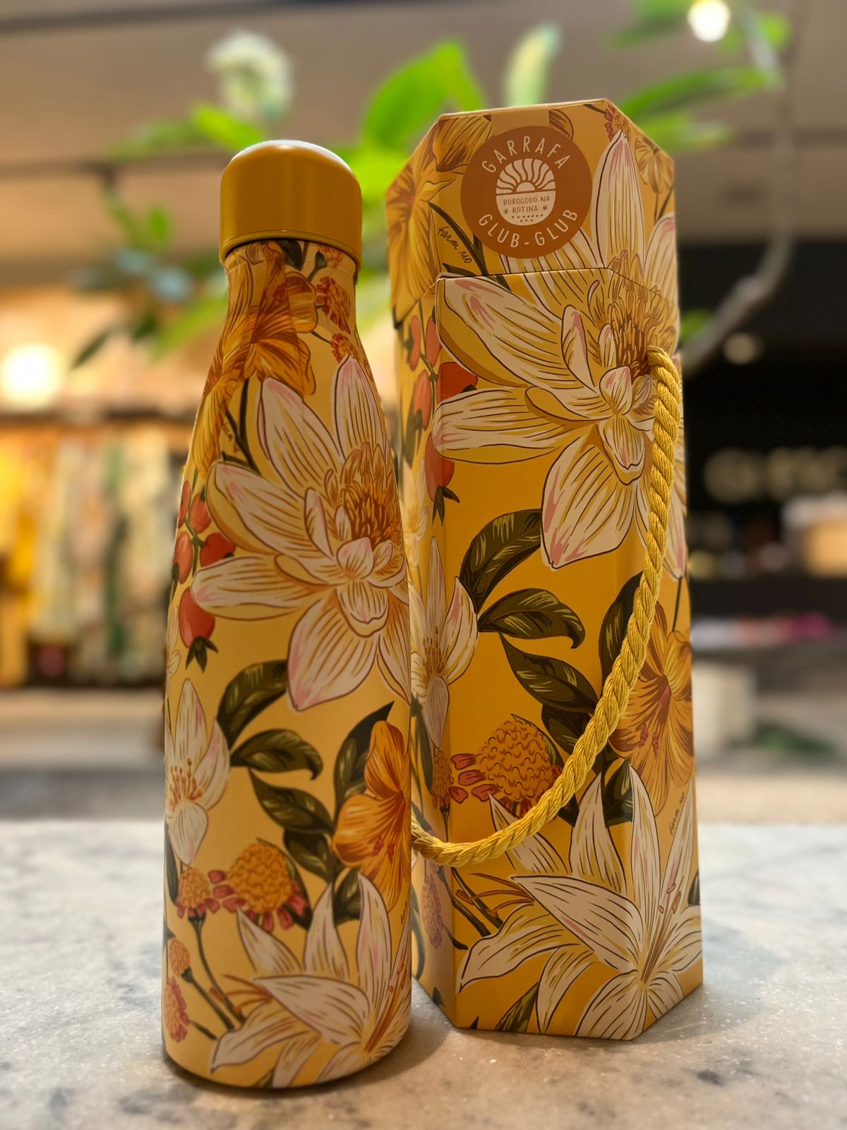 Garrafa Farm Glub Glub 500ml Floral Ararajuba