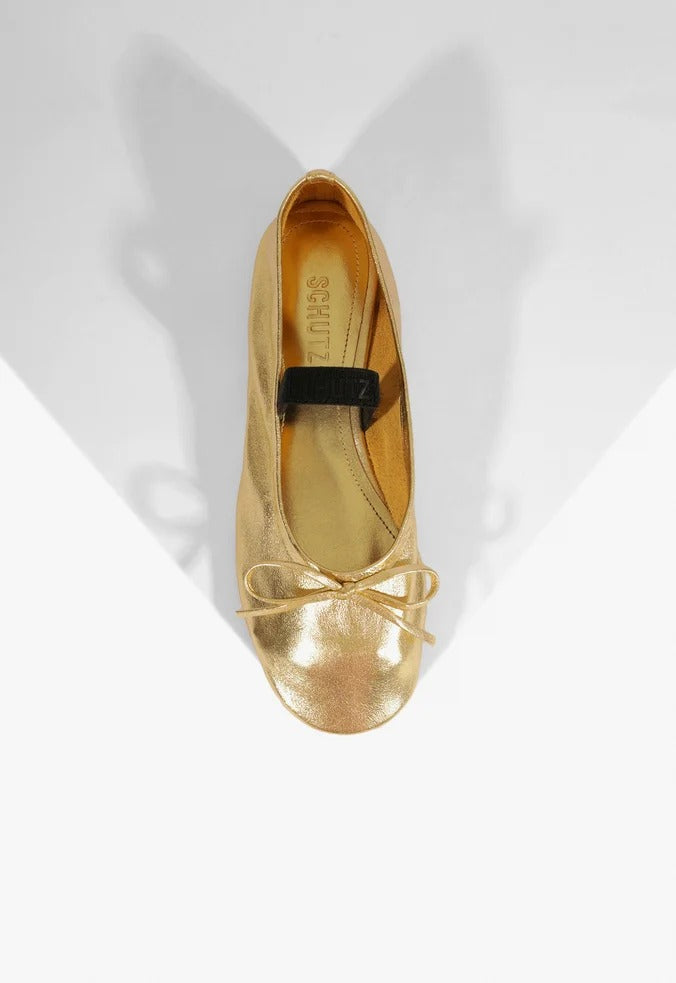 Sapatilha Schutz Classic Couro Dourada