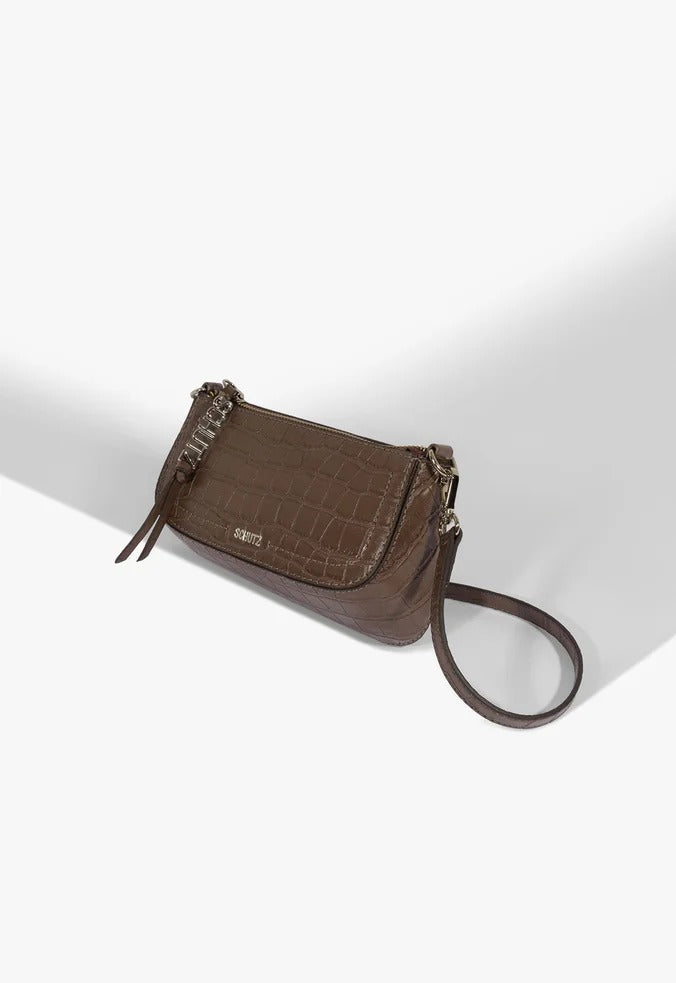 Bolsa Schutz Tiracolo Tina Pequena Marrom Escuro