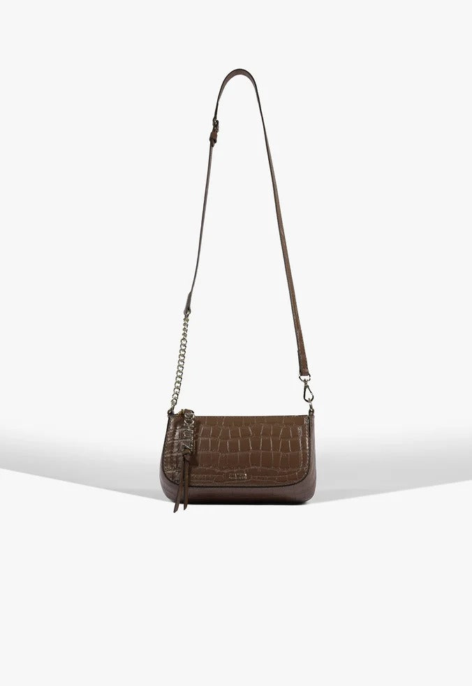 Bolsa Schutz Tiracolo Tina Pequena Marrom Escuro