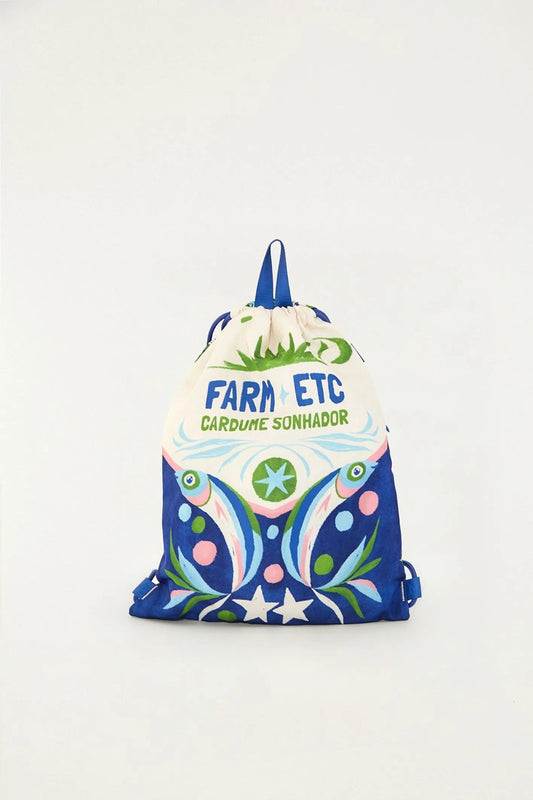 Bolsa Praiana Farm Rótulo Sardinhas Azul