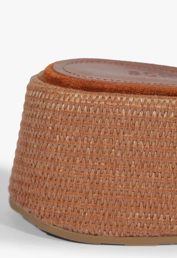 Sandália Schutz Papete Plataforma Ráfia Marrom