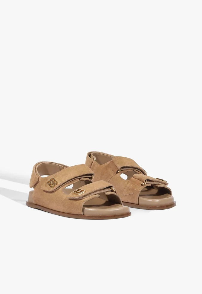 Papete Schutz Bico Quadrado Velcro Acamurçado Couro Marrom