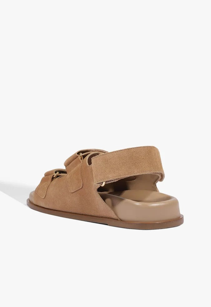 Papete Schutz Bico Quadrado Velcro Acamurçado Couro Marrom